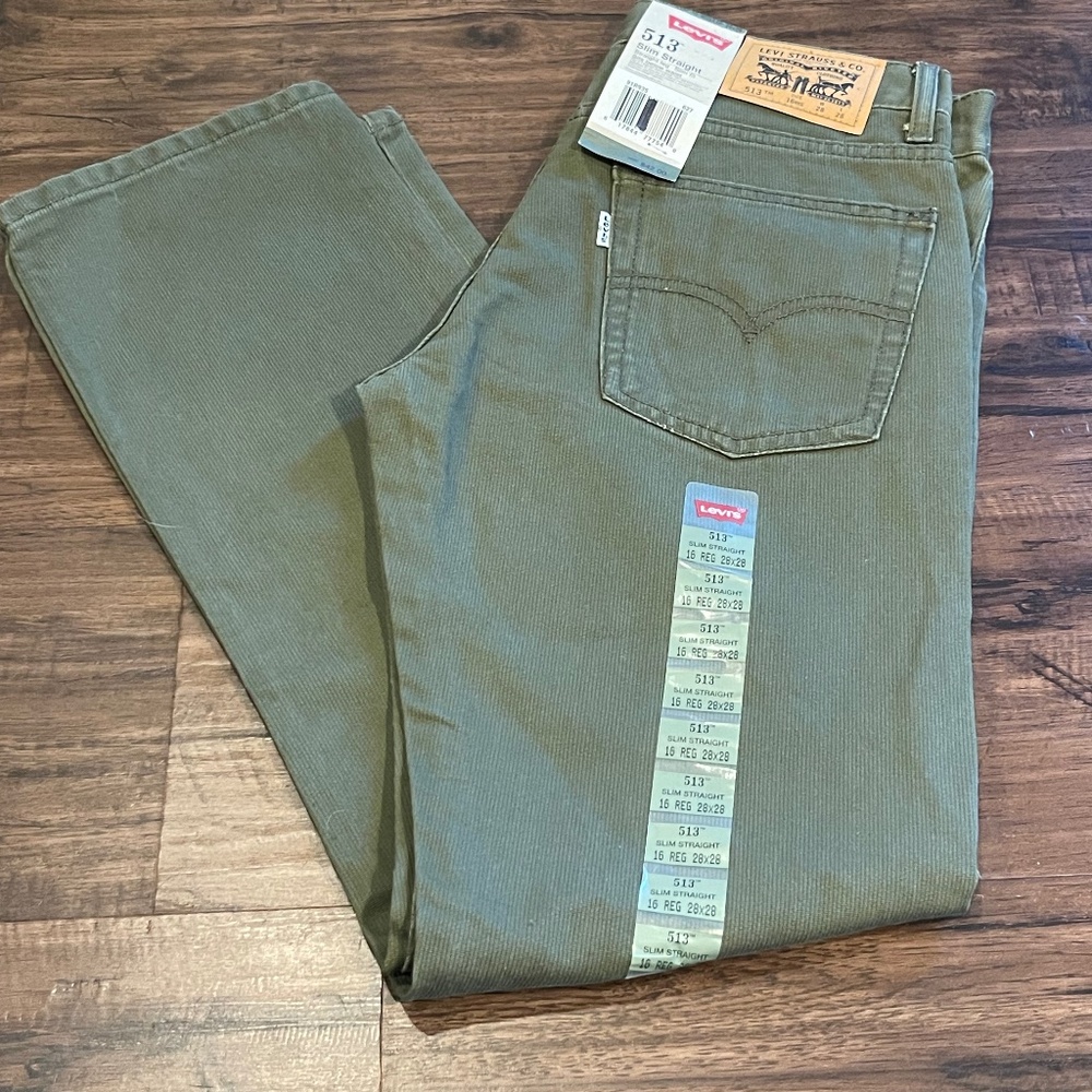 NEW BOYS LEVI’S 511 SLIM FIT JEANS - SIZE 16 (28x28) DEEP LICHEN GREEN